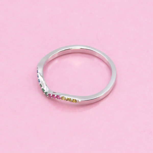 RainbowStacey Anillo Circonita De Plata De Ley Anillos 3