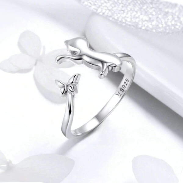 KittyHop Anillo De Gato De Plata De Ley Anillos 3