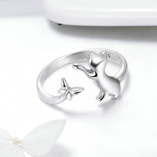 KittyHop Anillo De Gato De Plata De Ley Anillos 4