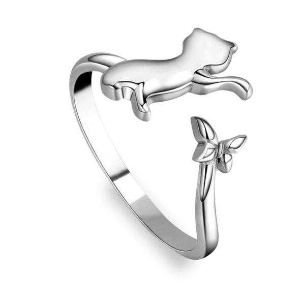 KittyHop Anillo De Gato De Plata De Ley Anillos