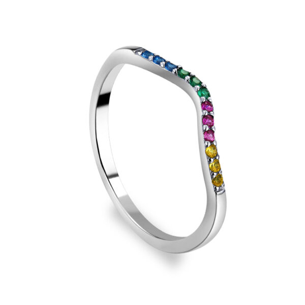 RainbowStacey Anillo Circonita De Plata De Ley Anillos