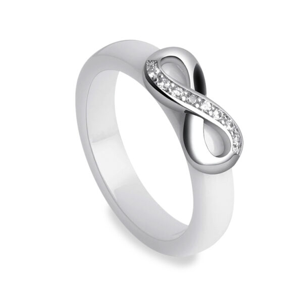 IngridWhite Anillo De Cristal Blanco Ceramica