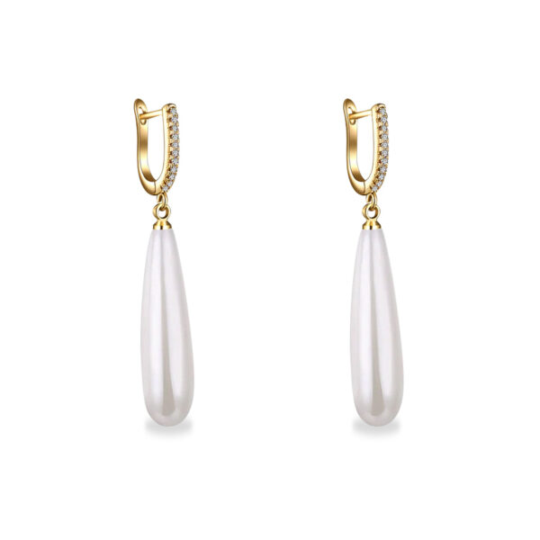 Eileen Pendientes Colgantes Blancos Ceramica