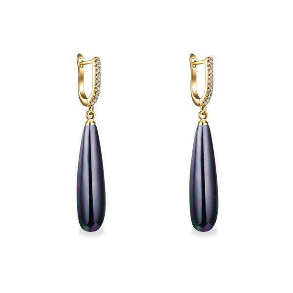 BlackEileen Pendientes Colgantes Negros Ceramica