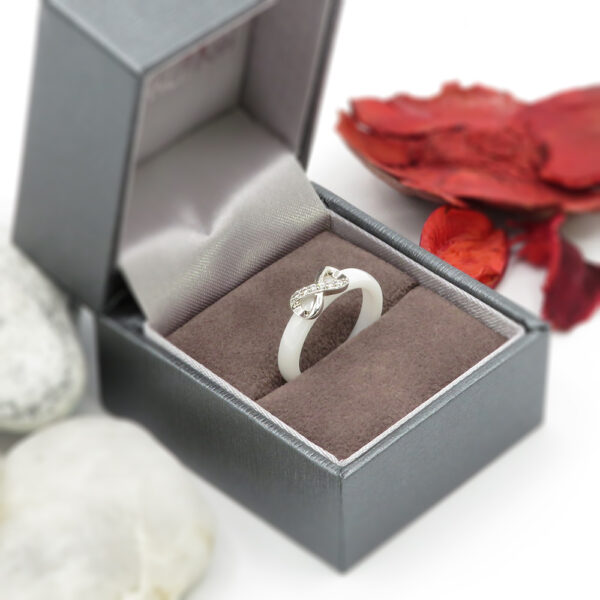 IngridWhite Anillo De Cristal Blanco Ceramica 7