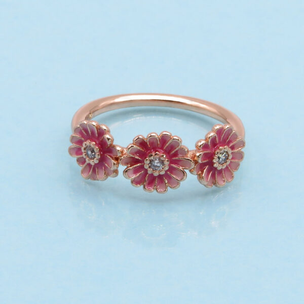 Daisy Anillo Floral De Plata Rosa Anillos 3