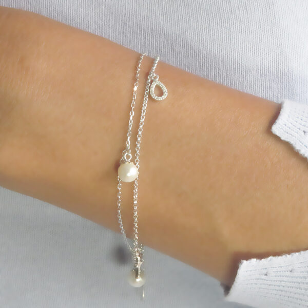 Leah Doble Pulsera de Cadena de Plata de Ley Pulseras 2