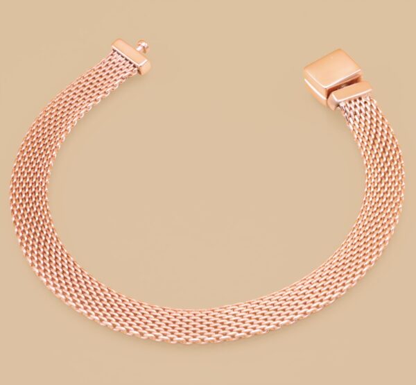 JustinaRosa Plata De Ley Oro Rosa Pulsera De Malla Pulseras 4