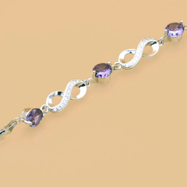 Adriana Plata De Ley Morado Circonita Charm Pulsera Pulseras 2