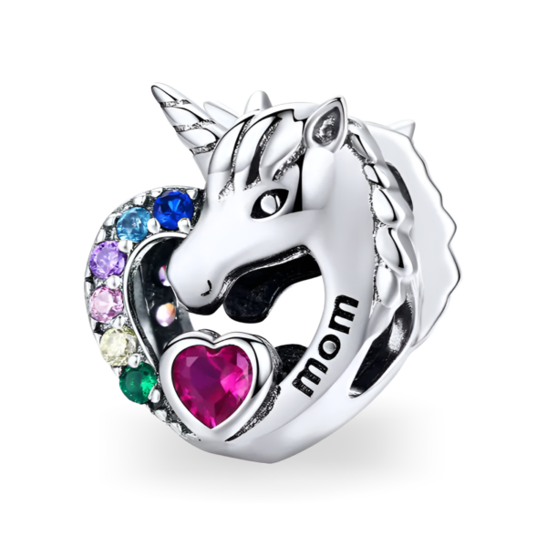 Uni Plata De Ley Unicornio De Colores Charm Colgante Para Pulsera Charms