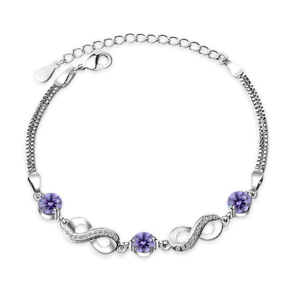 Adriana Plata De Ley Morado Circonita Charm Pulsera Pulseras