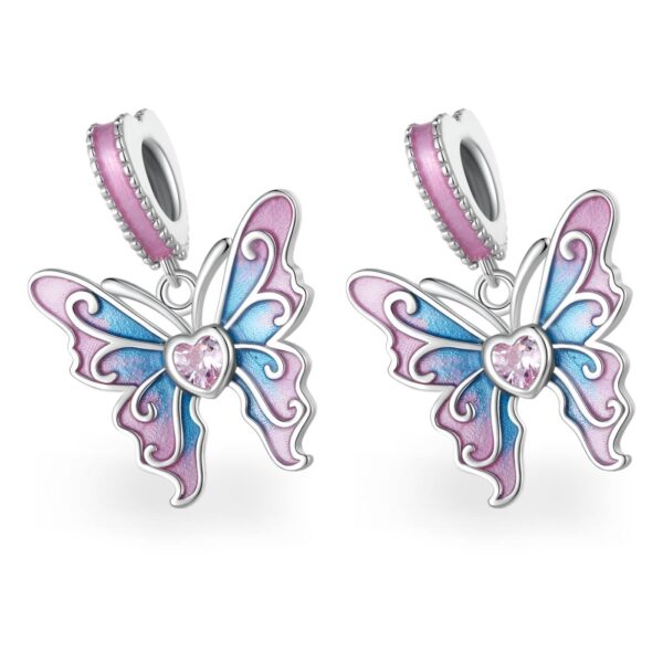 Abalorio Plata De Ley Charm Purpura Azul Mariposa Colgante Para Pulsera Charm Colgante Para Pulsera Charms 2