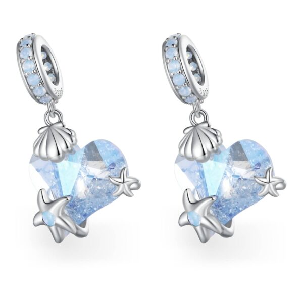 Abalorio Plata De Ley Estrella De Mar Azul Pendiente Para Pulsera Charms 2