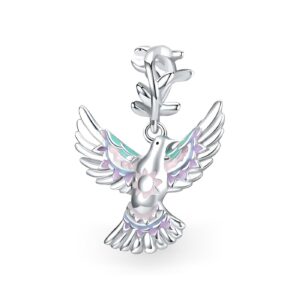 Pajaro Paloma Abalorio Plata De Ley Charm Plateado Platino Colgante Para Pulsera Charm Colgante Para Pulsera Charms