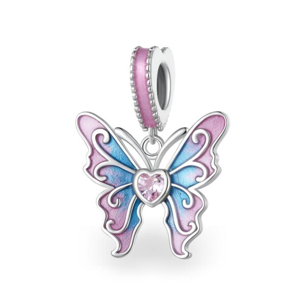 Abalorio Plata De Ley Charm Purpura Azul Mariposa Colgante Para Pulsera Charm Colgante Para Pulsera Charms