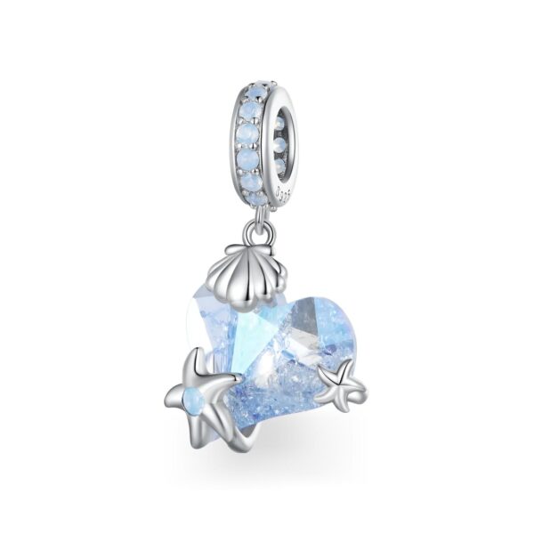 Abalorio Plata De Ley Estrella De Mar Azul Pendiente Para Pulsera Charms