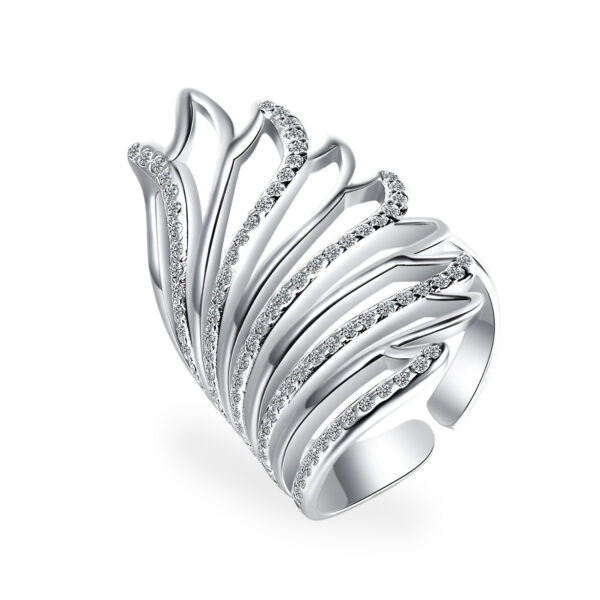 Águila Anillo Plateada Alas Multicapa Con Circónitas Para Mujer Sortija De Color Plata Zirconia Anillos