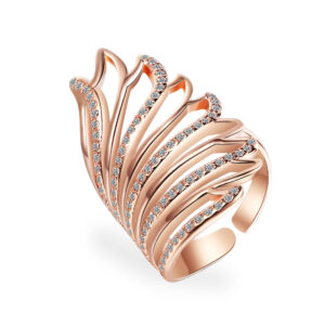 ÁguilaRosa Anillo Alas Multicapa Con Circónitas Para Mujer Sortija De Color Rosada Zirconia Anillos