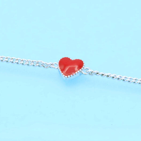 Darlee Pulsera De Plata De Ley Ajustable Cadena Con Corazón Rojo Pulseras 3