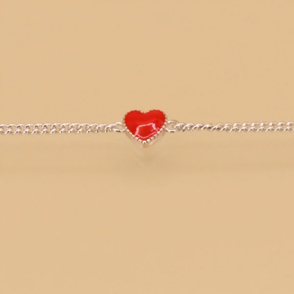 Darlee Pulsera De Plata De Ley Ajustable Cadena Con Corazón Rojo Pulseras 6