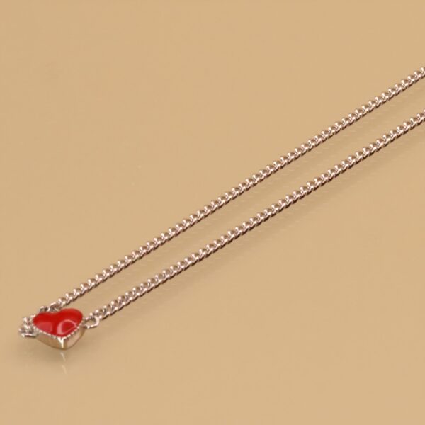 Darlee Pulsera De Plata De Ley Ajustable Cadena Con Corazón Rojo Pulseras 4