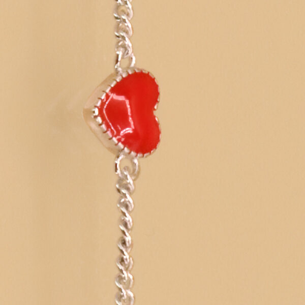 Darlee Pulsera De Plata De Ley Ajustable Cadena Con Corazón Rojo Pulseras 2