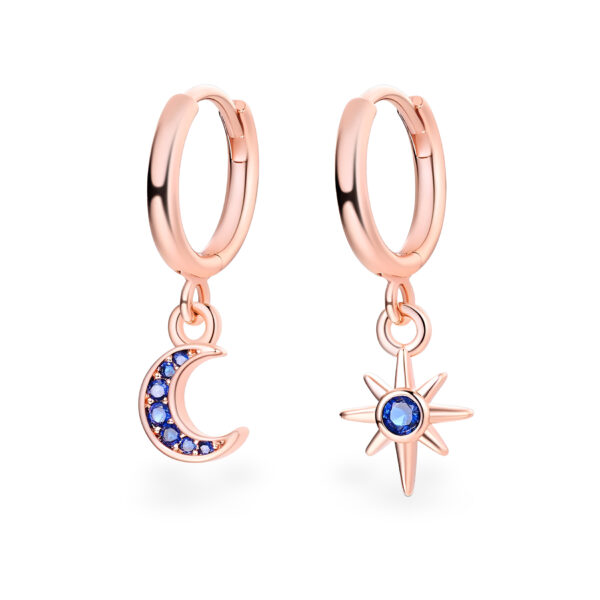 LauRosa Luna Y Sol Pendientes De Aro De Plata Para Mujer Color Rosado Aretes Chapado En Oro Rosa Pendientes