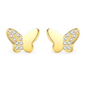 Eliana Mariposa Elegante Plata De Ley Chapado En Oro Pendientes Con Zircones Aretes Para Mujer Pendientes