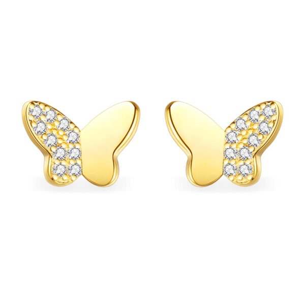 Eliana Mariposa Elegante Plata De Ley Chapado En Oro Pendientes Con Zircones Aretes Para Mujer Pendientes