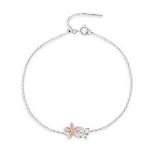 Sakura Pulsera Ajustable De Plata De Ley Cadena De Eslabones Para Mujer Pulseras