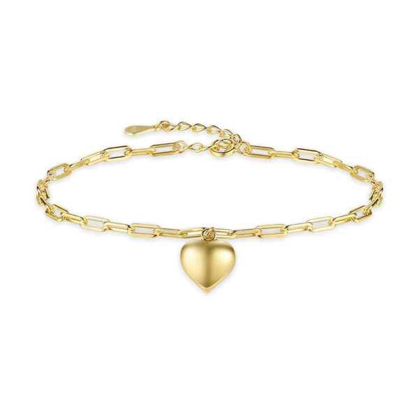 Evangeline Pulsera De Plata De Ley Con Corazón Para Mujer Brazalete De Eslabones Chapado En Oro Pulseras