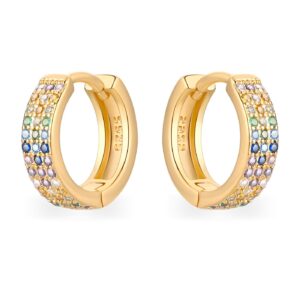 Zephyrita Pendientes De Aro De Plata Chapado En Oro Con Circonitas De Colores Aretes Para Mujer Pendientes