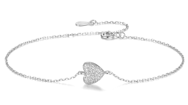 Persephone Plata De Ley Pulsera Ajustable Para Niña Bonito Corazón Circonitas Pulseras